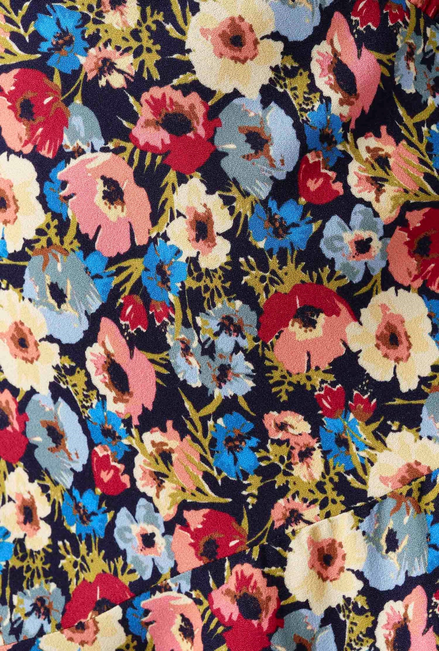 Natalia Floral Crepe Crew Neck Short Dress