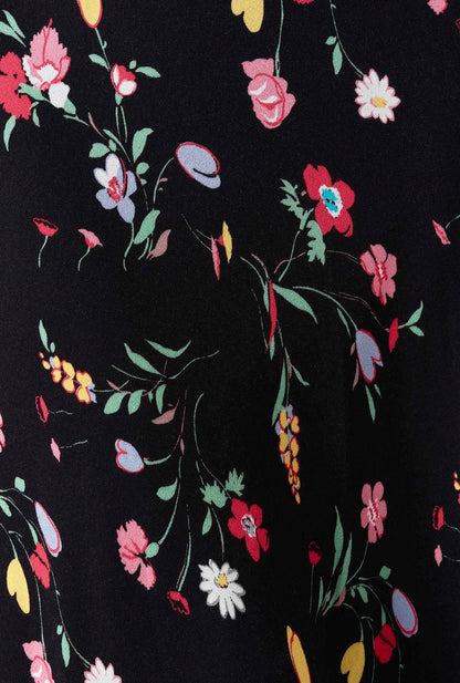 Stella Floral Crepe Round Neck Midi Dress