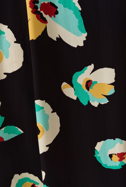 Savannah Floral Satin Midi Tea Dress