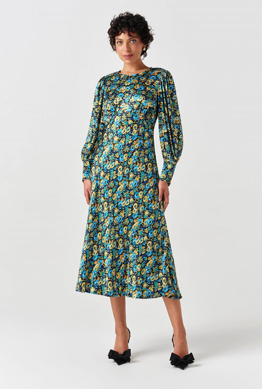 Fiona Satin Neck Midi Dress