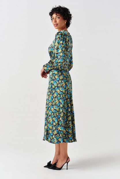 Fiona Satin Neck Midi Dress