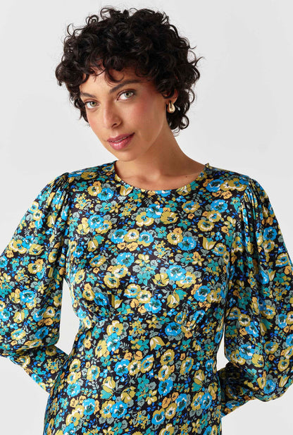 Fiona Satin Neck Midi Dress