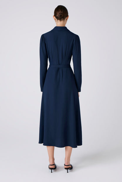 Elena Crepe Button Through Midi Dress