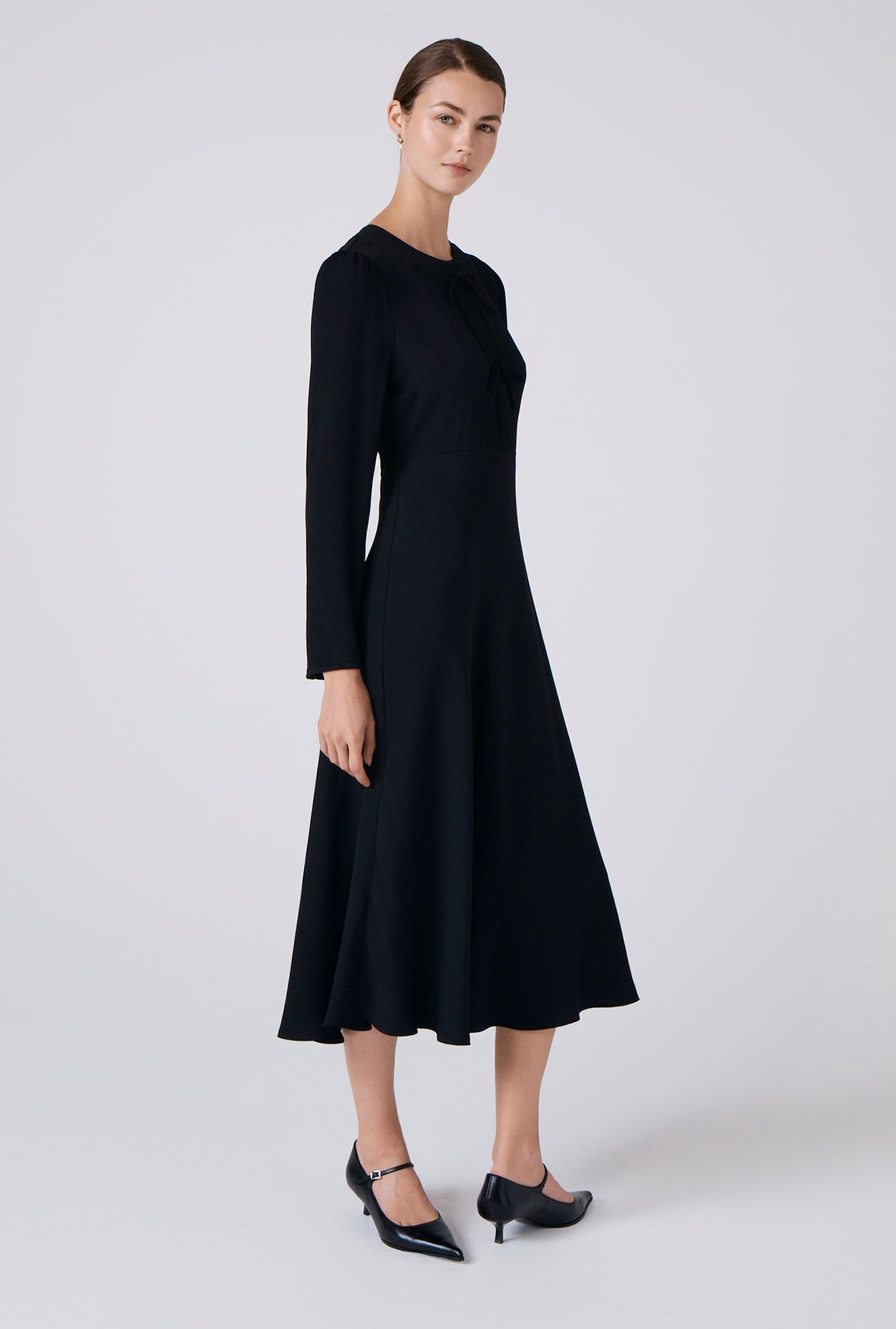 Cora Crepe Tie Front Midi Dress