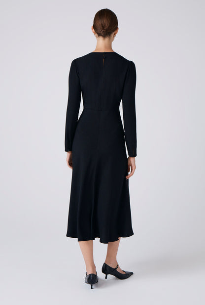 Cora Crepe Tie Front Midi Dress