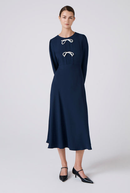 Cora Crepe Tie Front Midi Dress