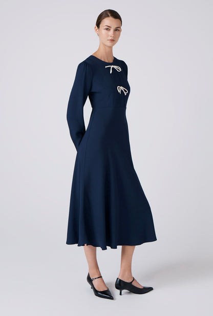 Cora Crepe Tie Front Midi Dress