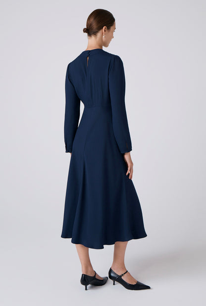 Cora Crepe Tie Front Midi Dress