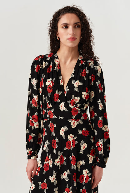 Gracie Floral V Neck Midi Dress