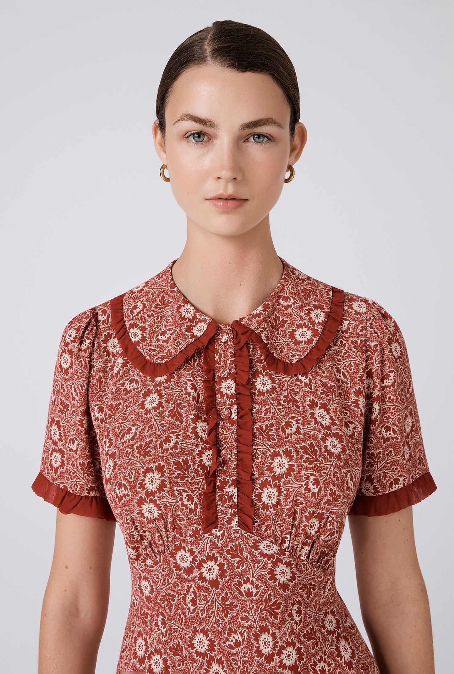 Taylor Floral Crepe Midi Tea Dress