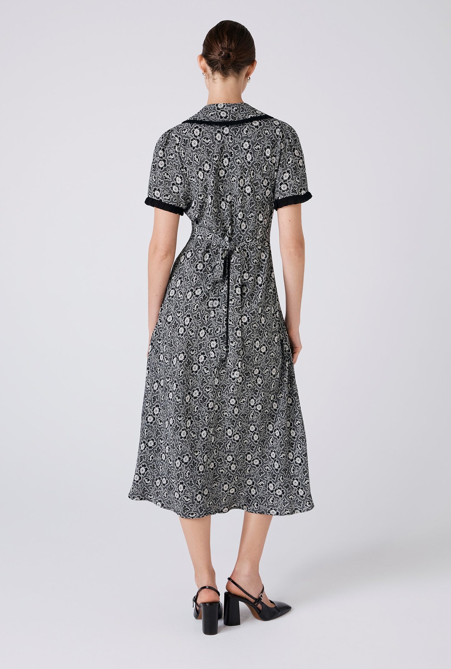 Taylor Floral Crepe Midi Tea Dress