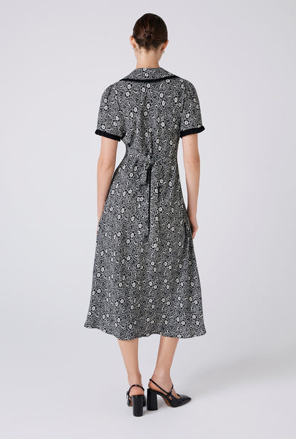 Taylor Floral Crepe Midi Tea Dress