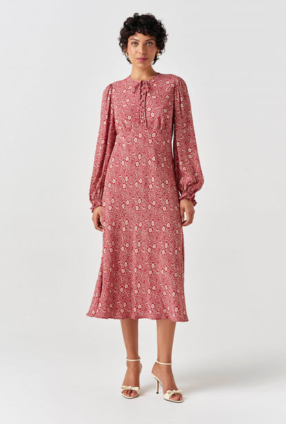 Stella Floral Crepe Tie Front Midi Dress