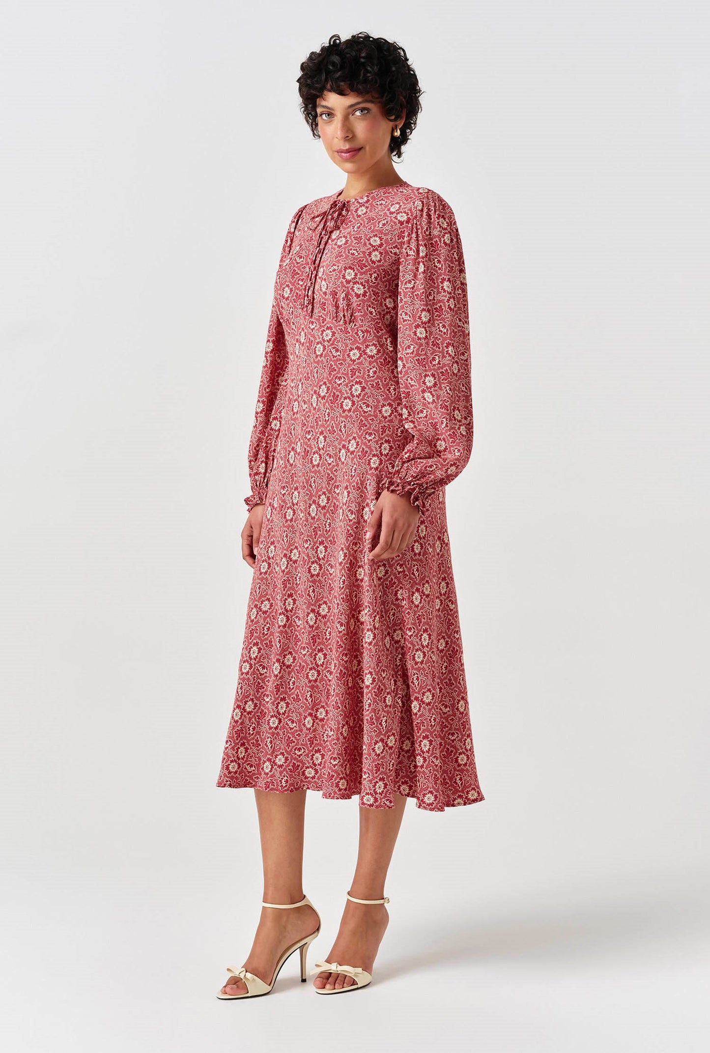 Stella Floral Crepe Tie Front Midi Dress