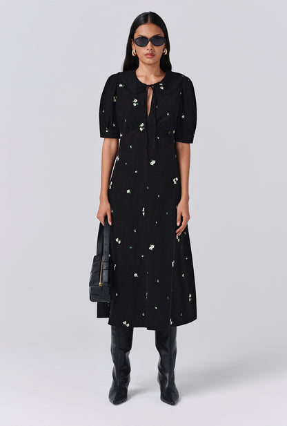 Juniper Embroidered Corduroy Midi Dress