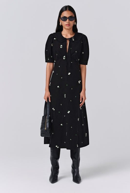 Juniper Embroidered Corduroy Midi Dress