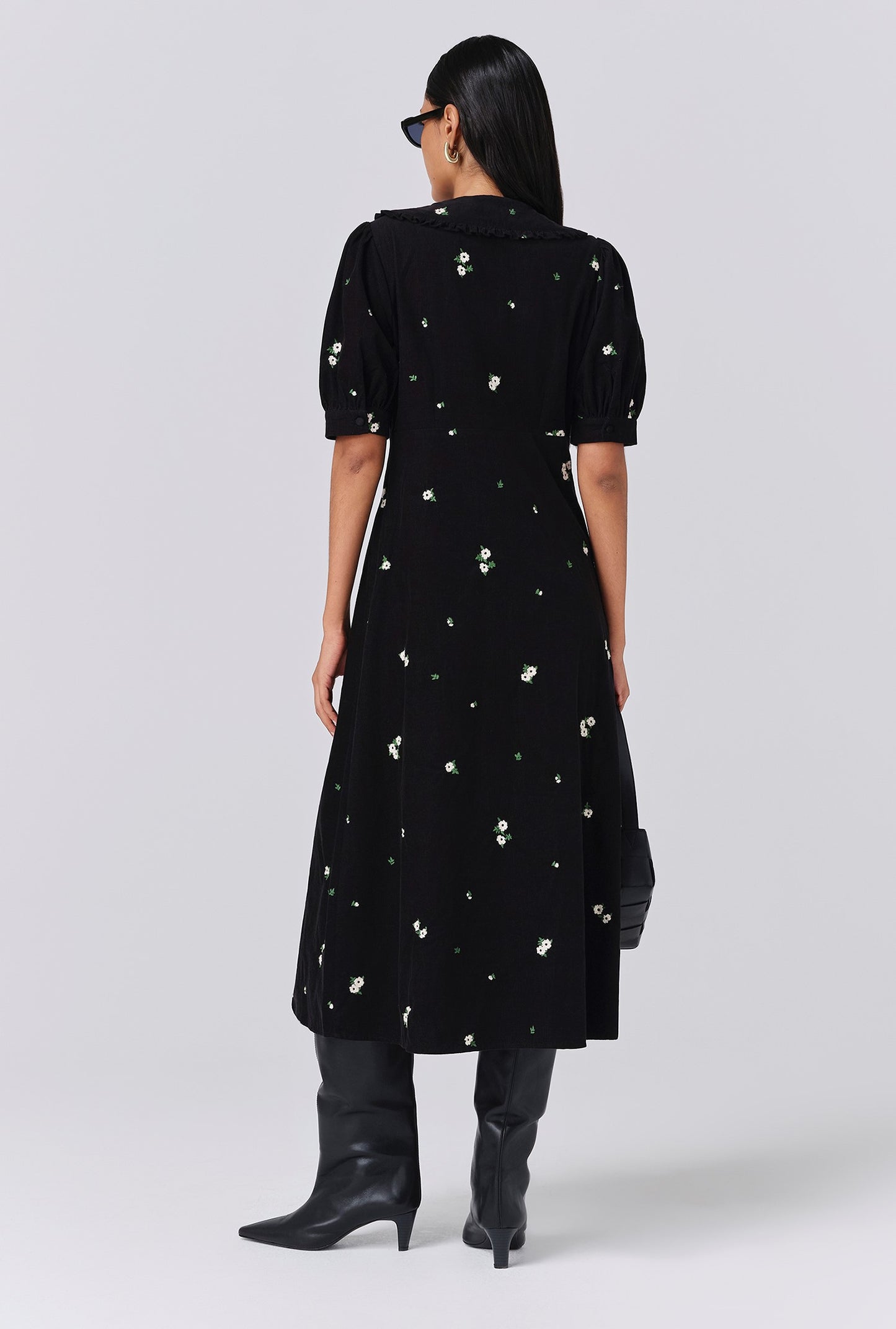 Juniper Embroidered Corduroy Midi Dress