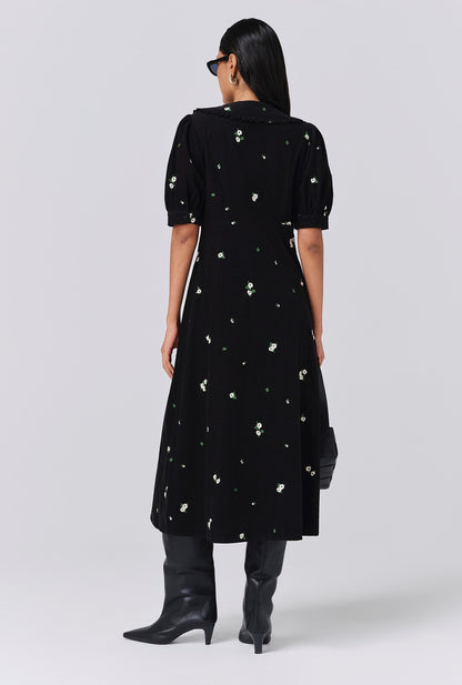 Juniper Embroidered Corduroy Midi Dress