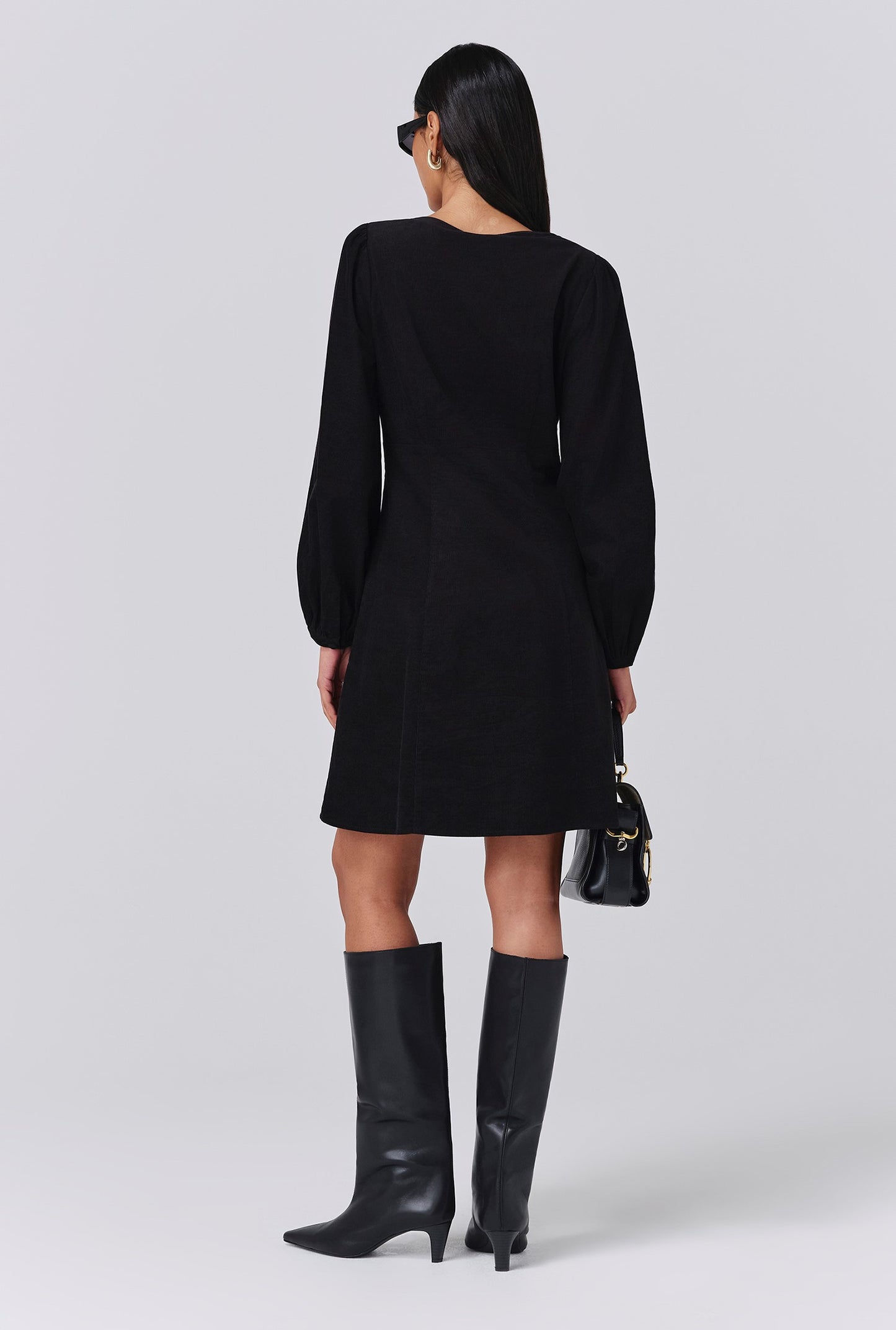 Eliza Embroidered Corduroy Short Dress