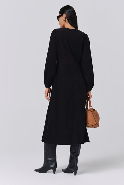 Sienna Embroidered Corduroy Midi Dress