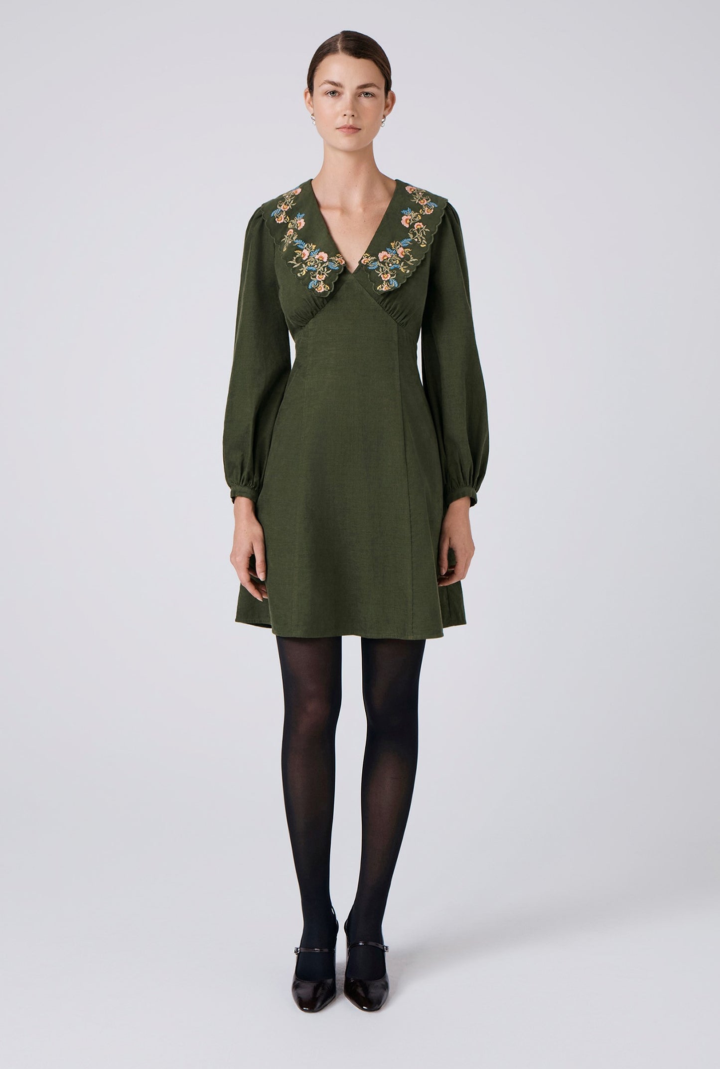 Blakely Embroidered Corduroy Short Dress