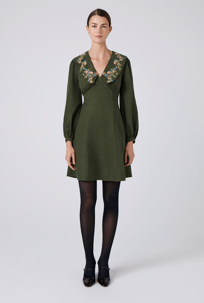 Blakely Embroidered Corduroy Short Dress