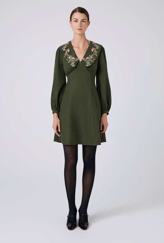 Blakely Embroidered Corduroy Short Dress