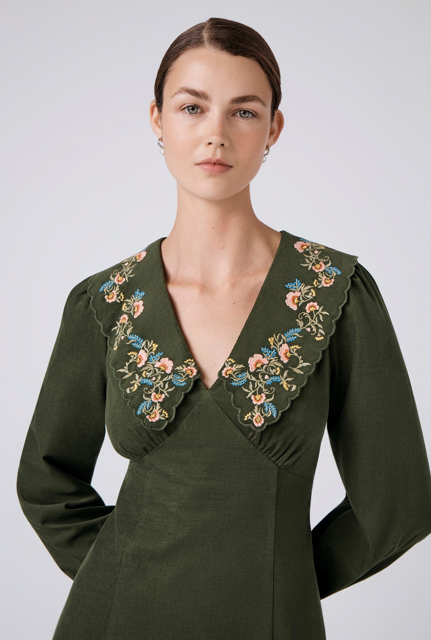 Blakely Embroidered Corduroy Short Dress