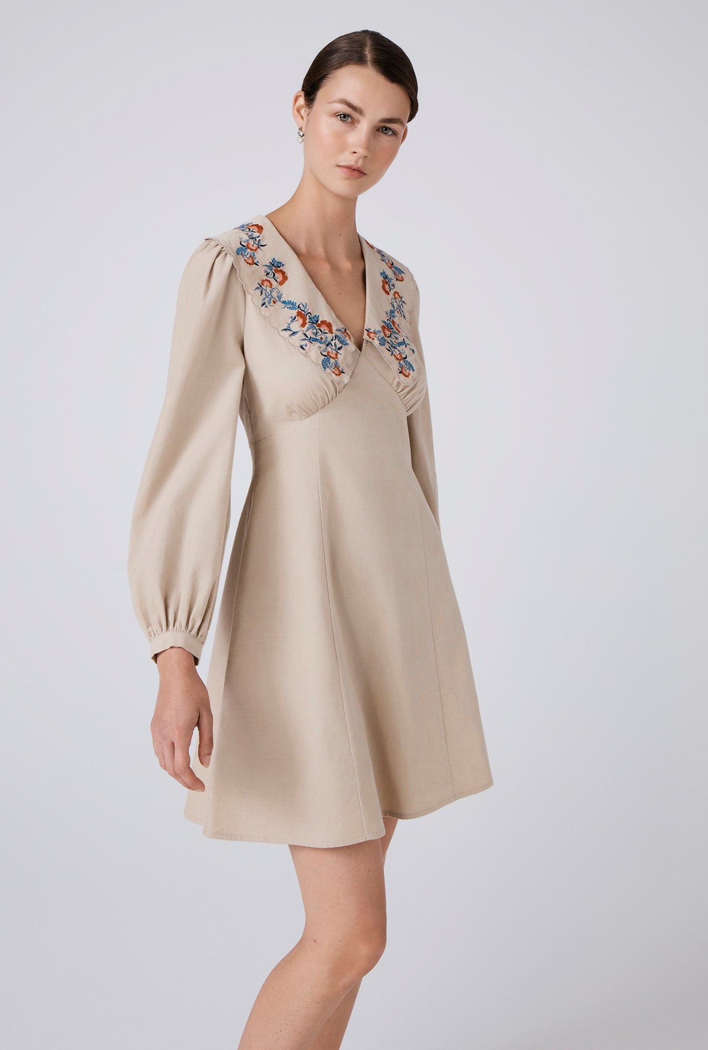 Blakely Embroidered Corduroy Short Dress