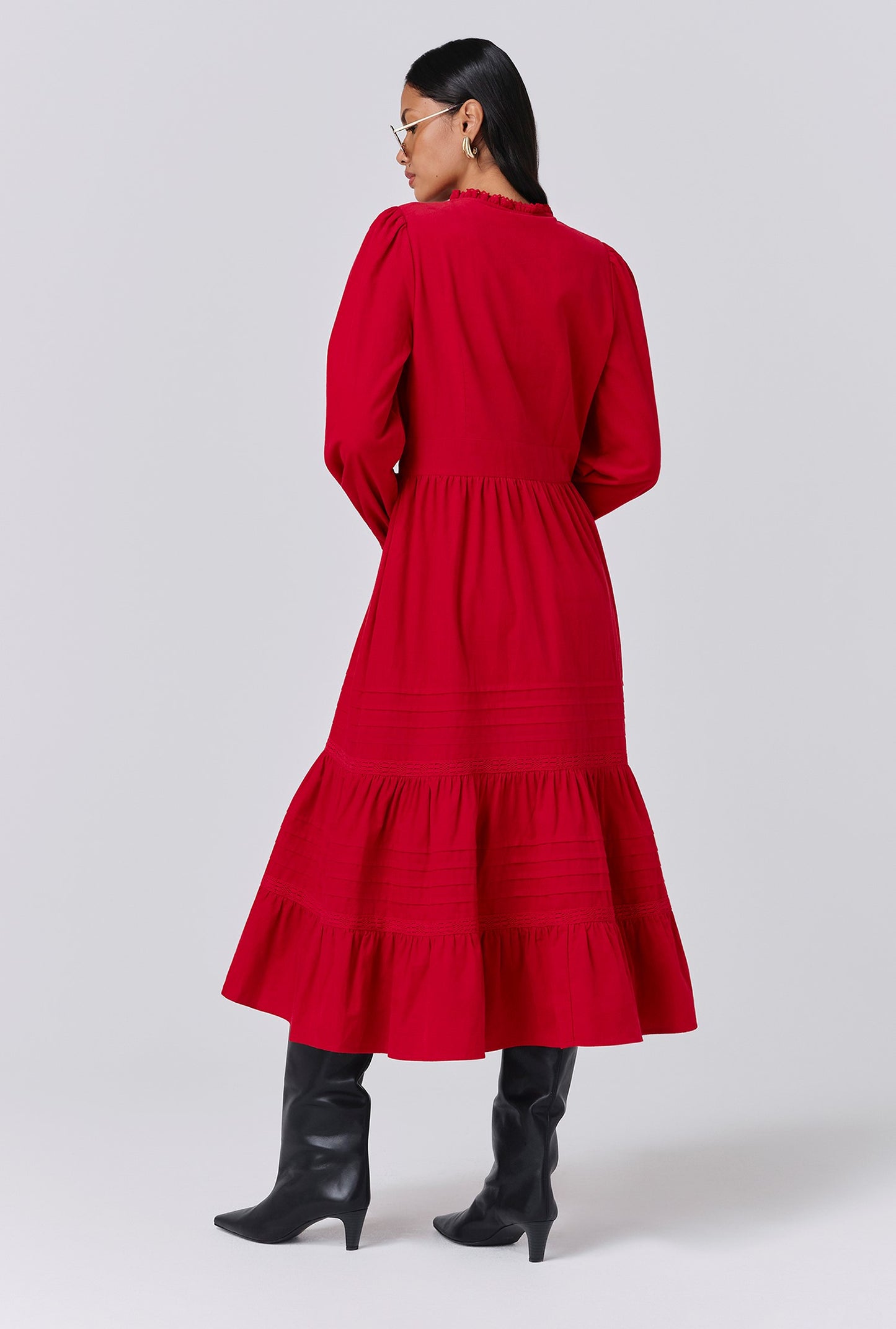 Kamila Corduroy Tiered Midi Dress