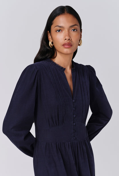 Kamila Corduroy Tiered Midi Dress