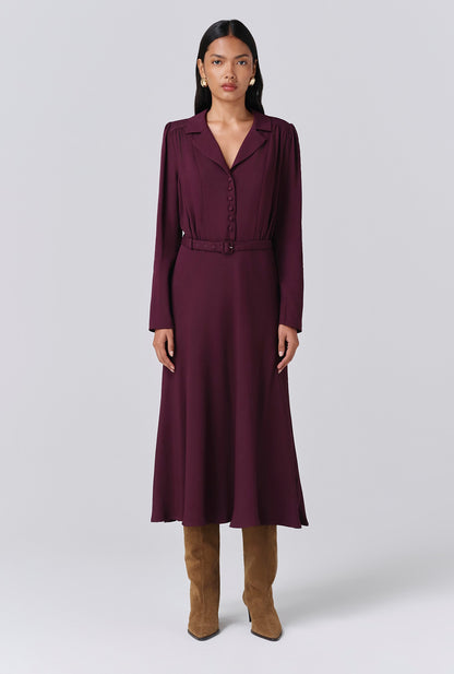 Victoria Crepe Collared Midi Dress