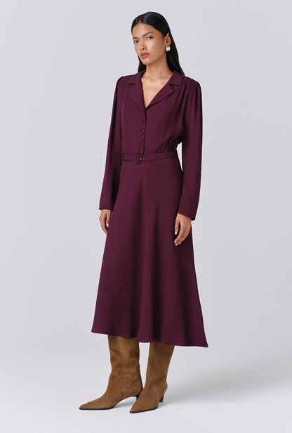 Victoria Crepe Collared Midi Dress