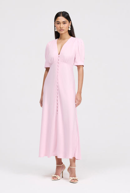Madison Button Through Satin Midi Dress