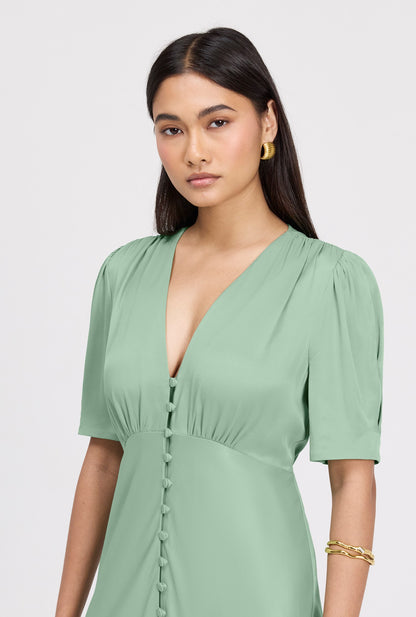 Madison Classic Button Through Satin Midi Dress