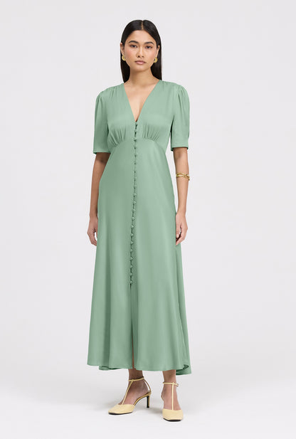 Madison Classic Button Through Satin Midi Dress