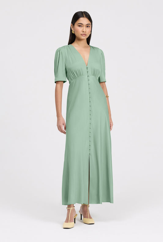Madison Classic Button Through Satin Midi Dress