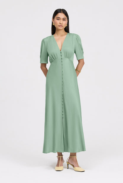 Madison Classic Button Through Satin Midi Dress
