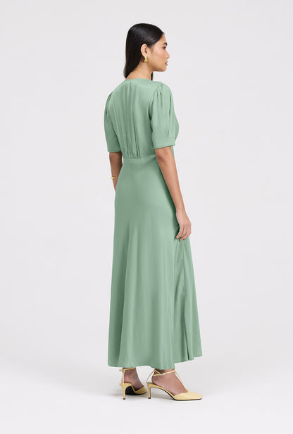 Madison Classic Button Through Satin Midi Dress