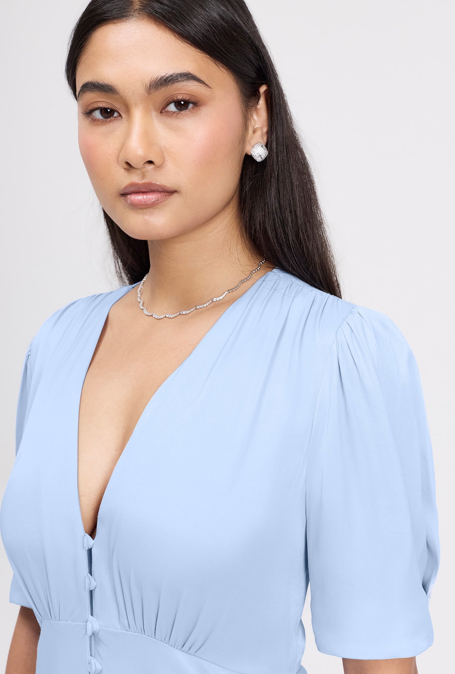 Madison Button Through Satin Midi Dress