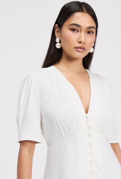 Madison Classic Button Through Satin Midi Dress