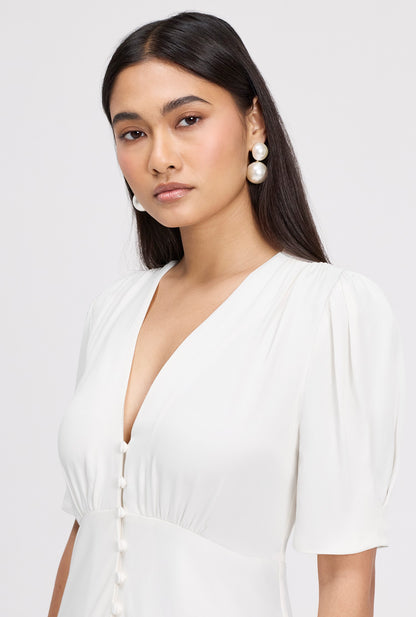Madison Classic Button Through Satin Midi Dress
