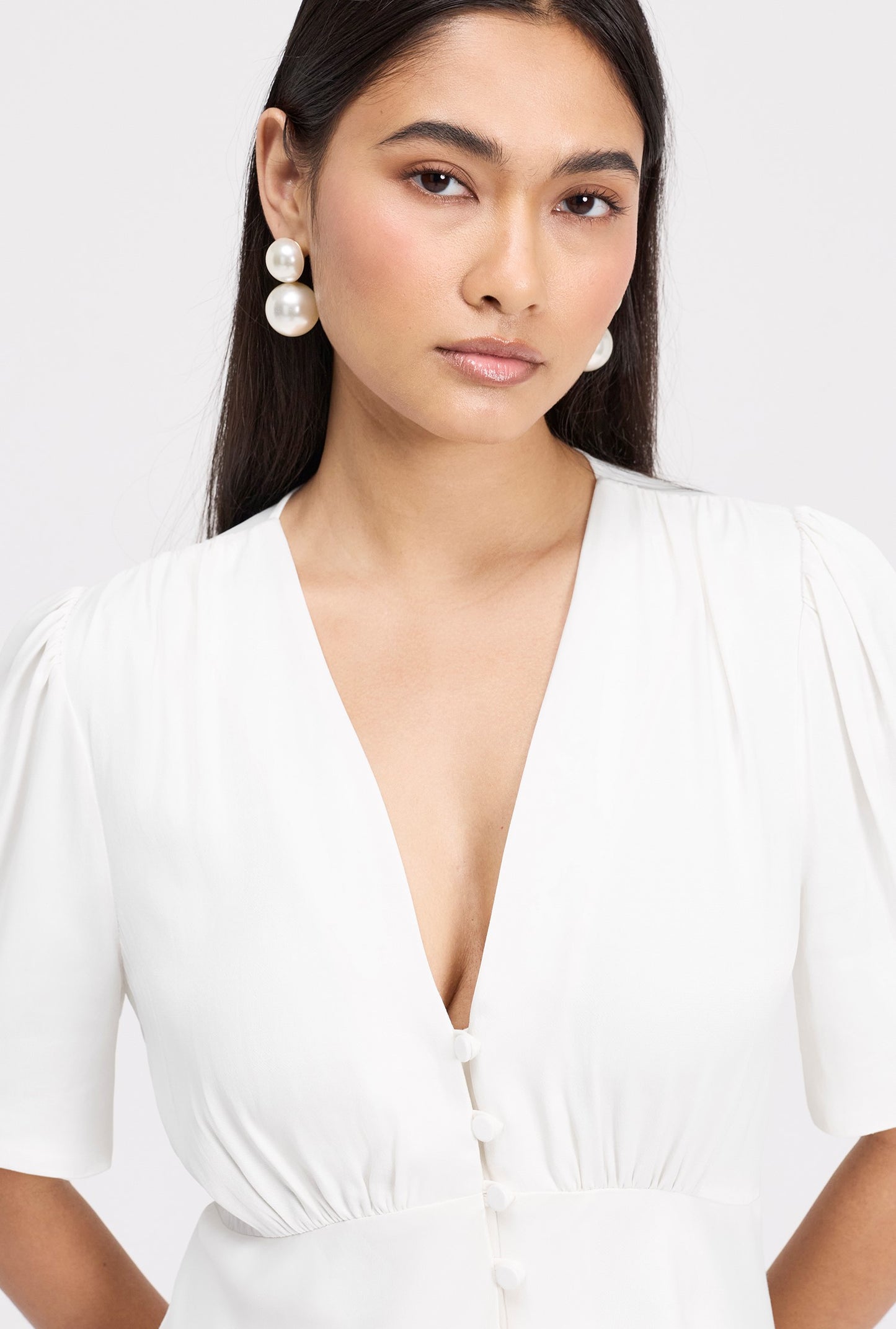 Madison Classic Button Through Satin Midi Dress