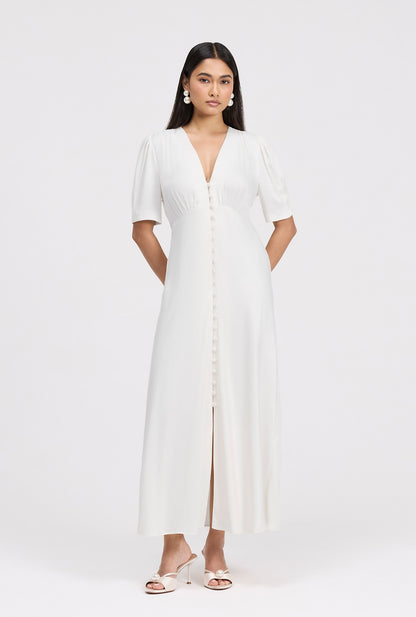 Madison Classic Button Through Satin Midi Dress