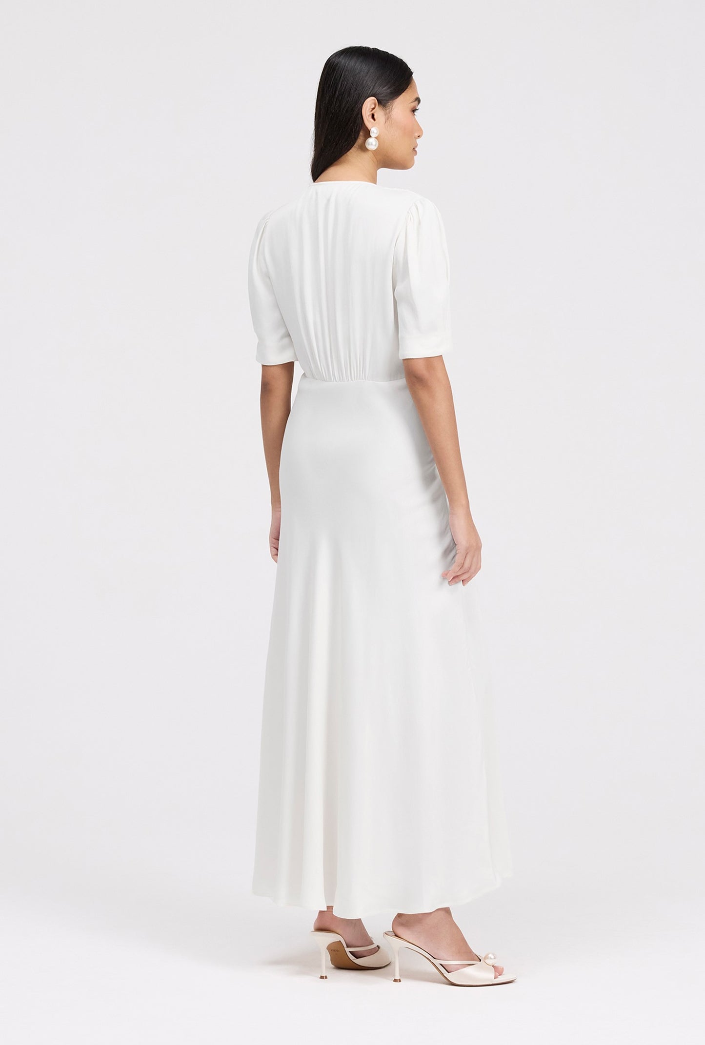Madison Classic Button Through Satin Midi Dress