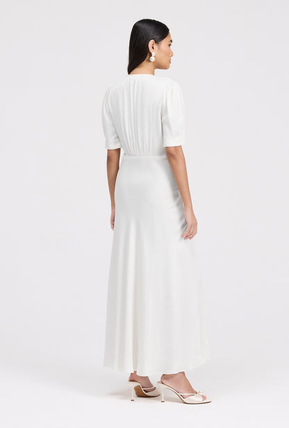 Madison Classic Button Through Satin Midi Dress