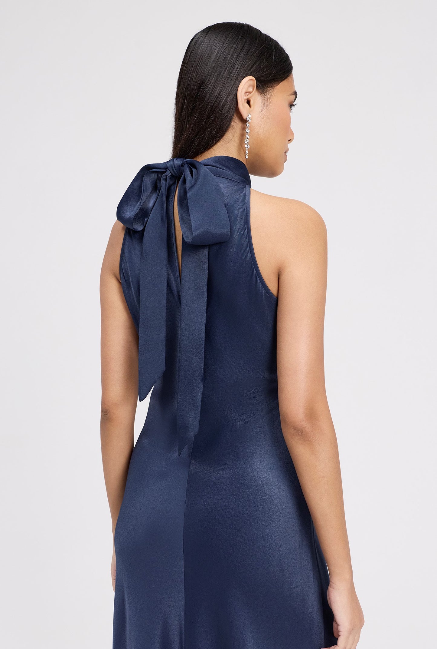 Angelica Premium High Neck Satin Maxi Dress