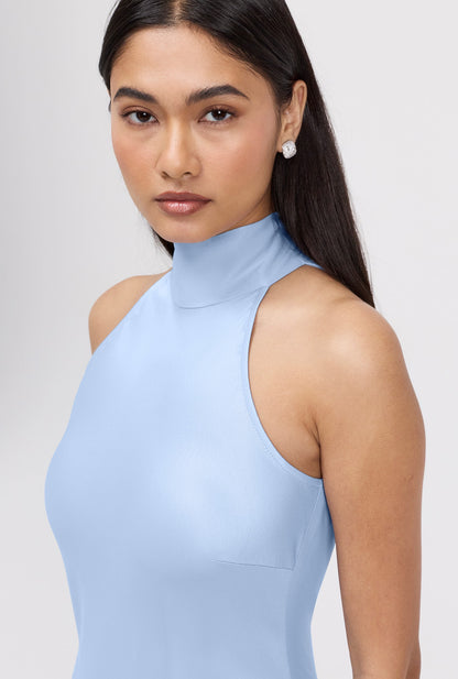 Angelica Premium High Neck Satin Maxi Dress
