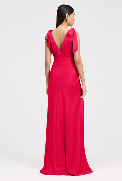 Nora Tie Shoulder Satin Maxi Dress