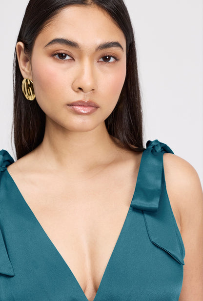 Nora Tie Shoulder Satin Maxi Dress
